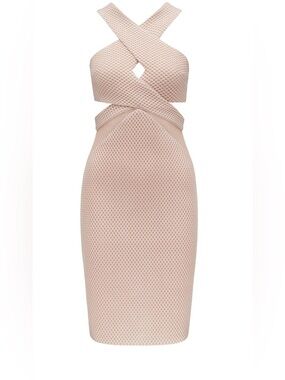 Kendall and Kylie Cross-Front Cutout Bodycon Dress in Blush size 6